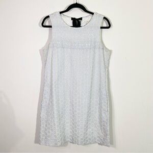 J. Crew Eyelet Lace Blue Stripe Sleeveless Scoop Neck Mini Shift Dress